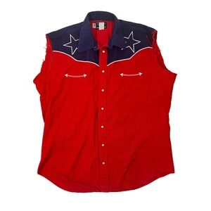 Ruddock Brothers‎ Vintage Western Men's U.S.A. Patriotic Cowboy Shirt Sz XL